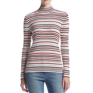 Studio Works Ribbed Mock Turtleneck Striped Sweater Size XL 100% Cotton NWT